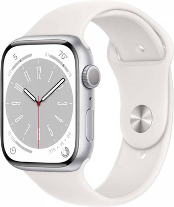 Apple Watch Series 8 Gps 45mm Silver Alu White Sport Band