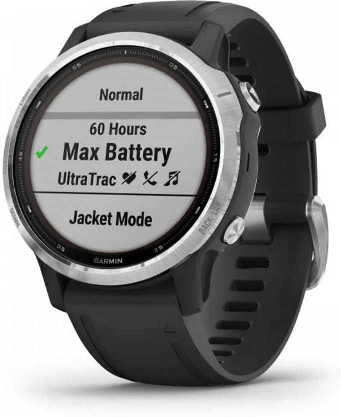 Garmin Fenix 6s Smartwatch Op Zonne energie, Zilver Met Zwarte Band