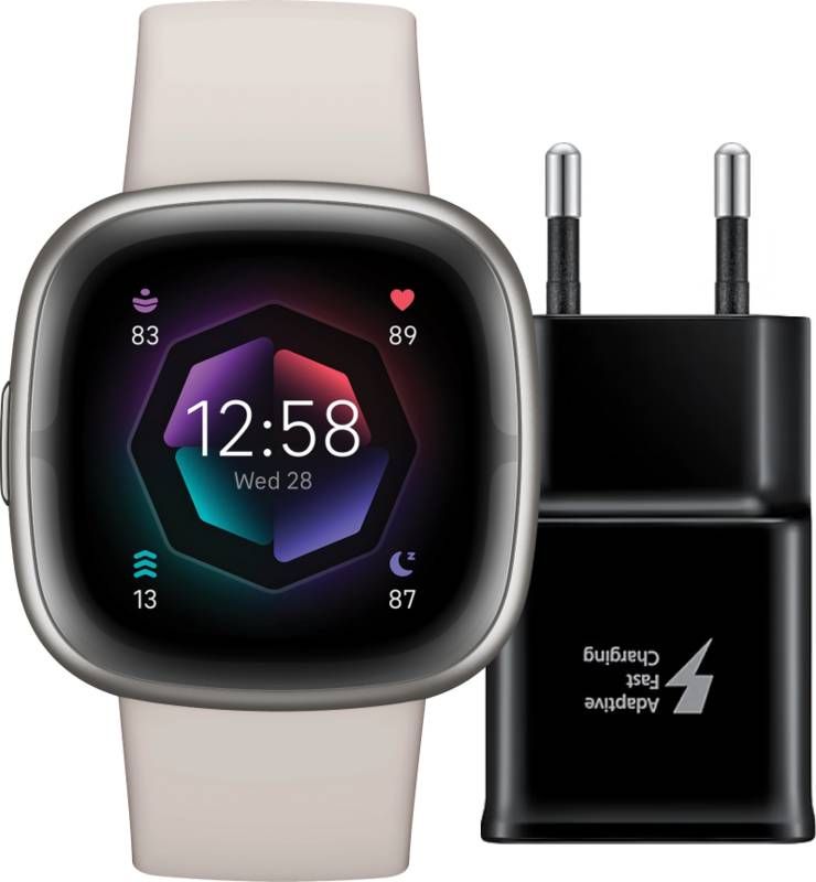 Fitbit Sense 2 Zilver/Wit + Oplader