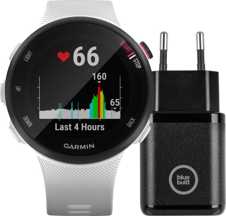 Garmin Forerunner 45S Wit + BlueBuilt Oplader