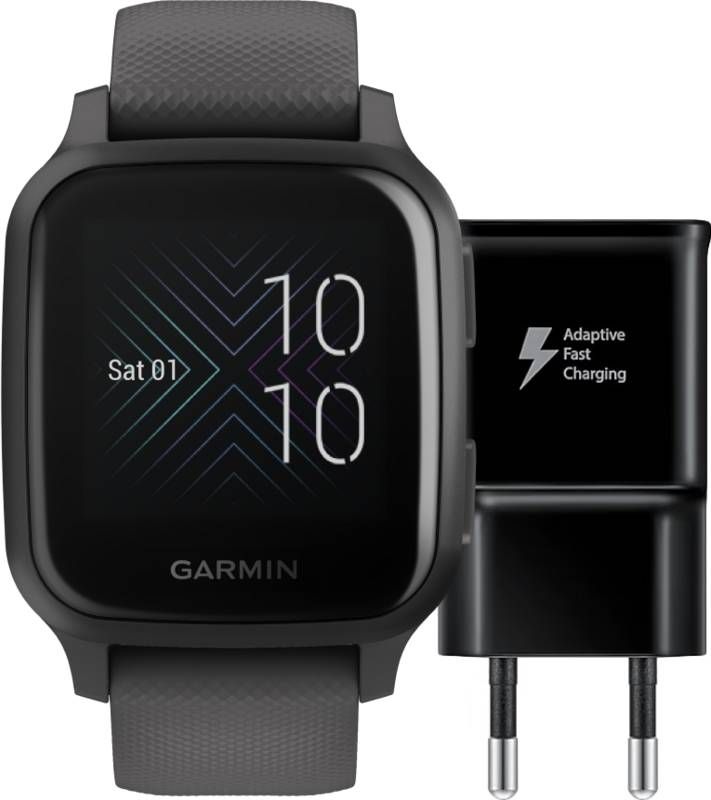 Garmin Venu Sq Grijs + Samsung Adaptive Fast Charging Oplader met Usb A Poort 15W