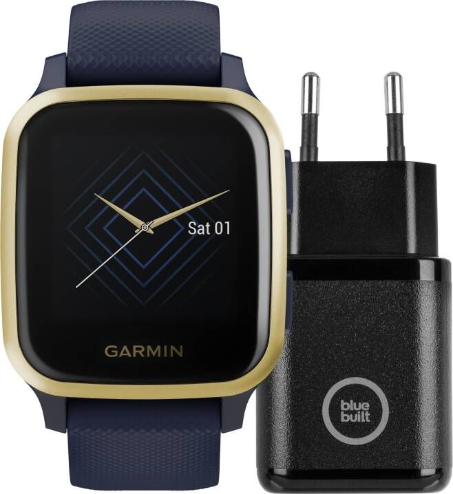 Garmin Venu Sq Music Goud/Blauw + BlueBuilt Oplader