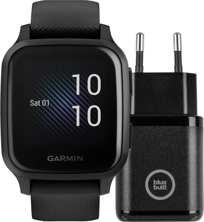 Garmin Venu Sq Music Zwart + BlueBuilt Oplader