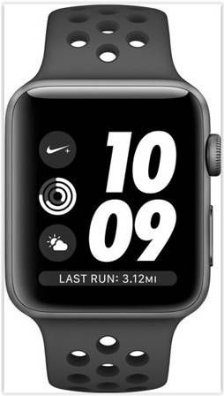 APPLE Watch Series 3 42mm spacegrijs aluminium / antraciet-zwart sportbandje Nike+
