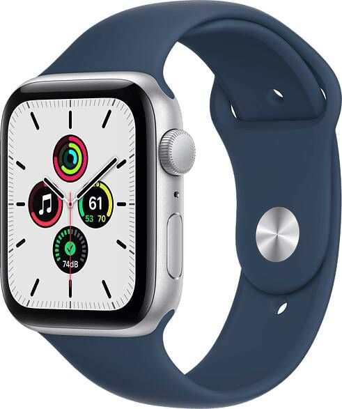 APPLE Watch SE 44mm zilver aluminium / blauwe sportband