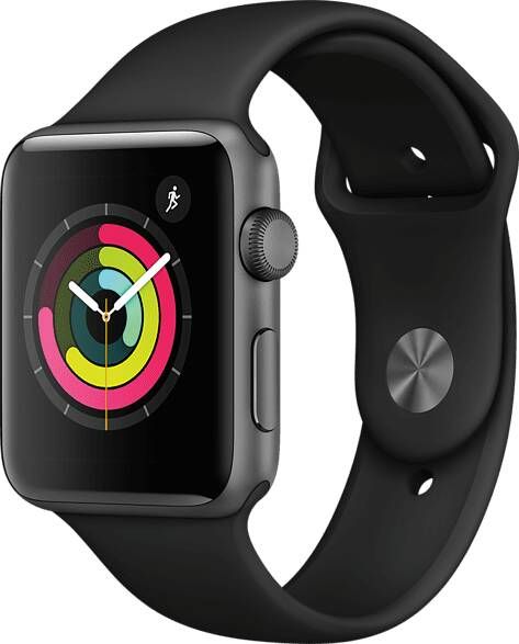 Apple Watch Series 3 gps, aluminium kast met sportbandje 42 mm inclusief oplaadstation(magnetische oplaadkabel )