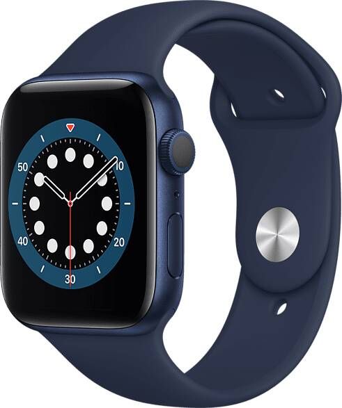 Apple Watch Series 6 Gps, 44 Mm Kast Van Blauw Aluminium Met Intens Blauw Sportbandje