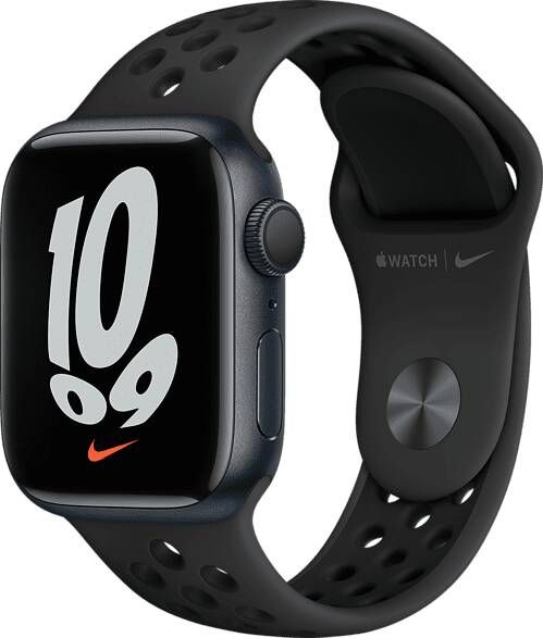 Apple Watch Series 7 Nike+ 41 Mm Middernacht Aluminium/Antraciet/zwarte Sportband