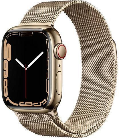 Apple Watch Series 7 4G 41mm Goud Rvs Milanese Polsband