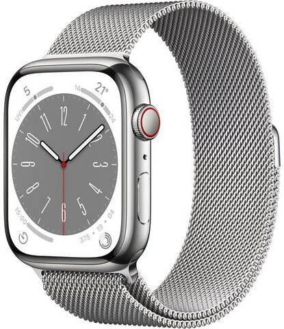 Apple Watch Series 8 GPS + Cellular 45mm roestvrij staal Milanaise