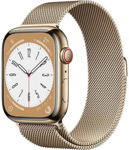 Apple Watch Series 8 GPS + Cellular 45mm roestvrij staal Milanaise