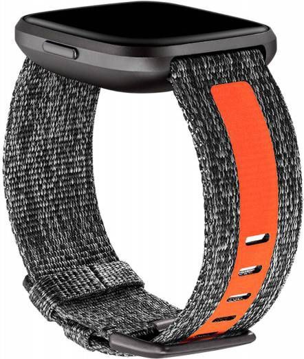 Fitbit Versa 2 geweven bandje Small (Grijs/Oranje)